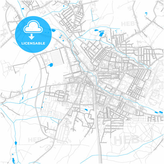 Zawiercie, Silesian, Poland, city map with high quality roads.