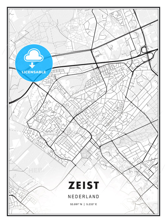 Zeist, Netherlands, Modern Print Template in Various Formats - HEBSTREITS Sketches