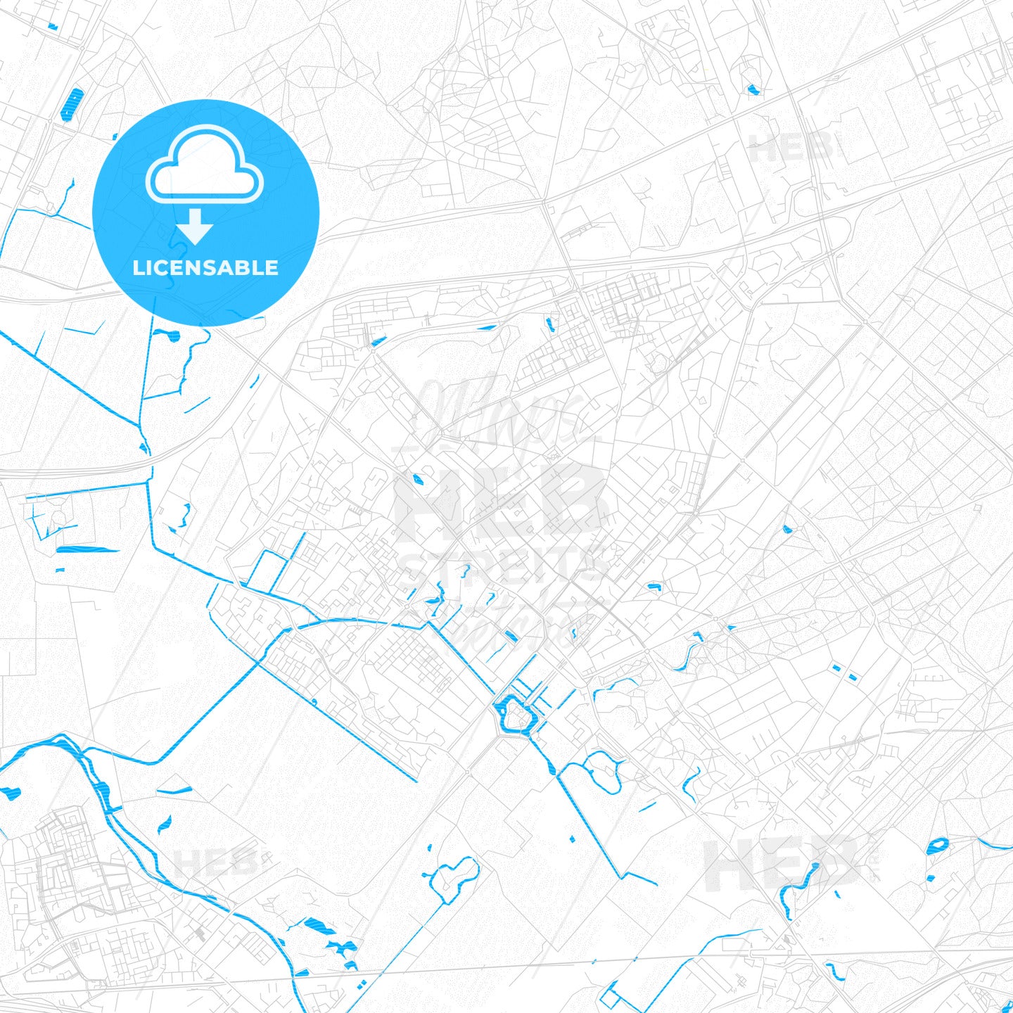 Zeist, Netherlands PDF vector map with water in focus