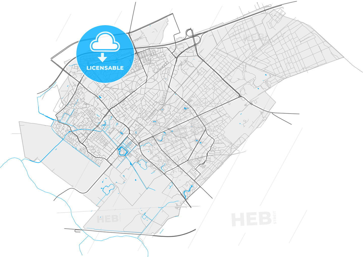 Zeist, Utrecht, Netherlands, high quality vector map