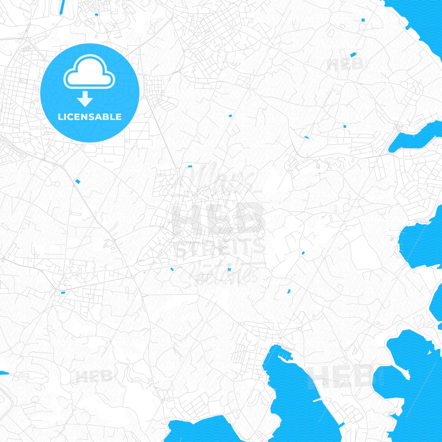 Żejtun, Malta PDF vector map with water in focus