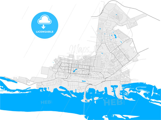 Zelenodolsk, Republic of Tatarstan, Russia, high quality vector map