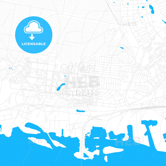 Zelenodolsk, Russia PDF vector map with water in focus
