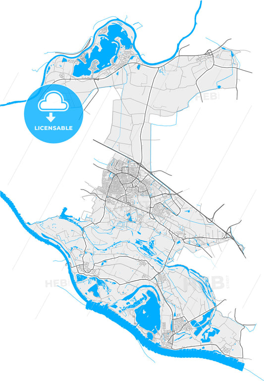 Zevenaar, Gelderland, Netherlands, high quality vector map