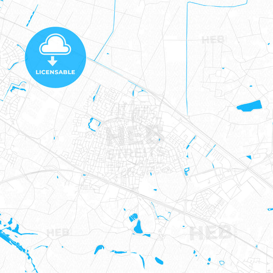 Zevenaar, Netherlands PDF vector map with water in focus