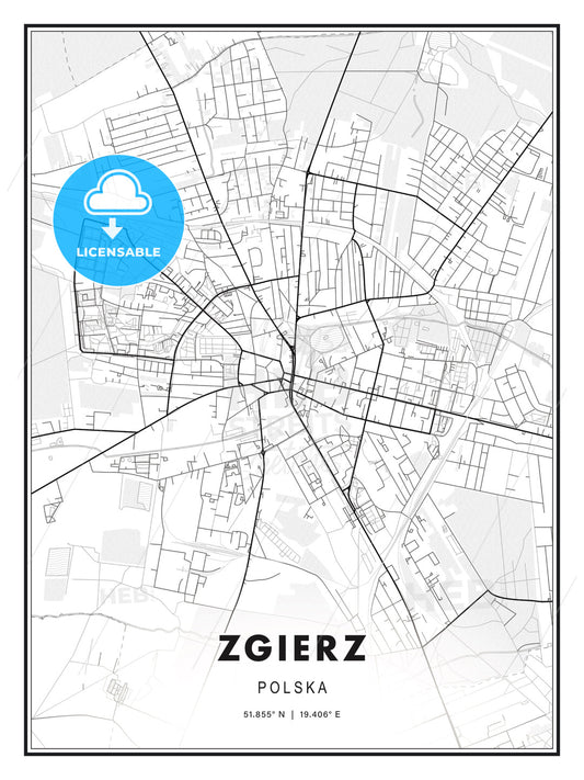 Zgierz, Poland, Modern Print Template in Various Formats - HEBSTREITS Sketches