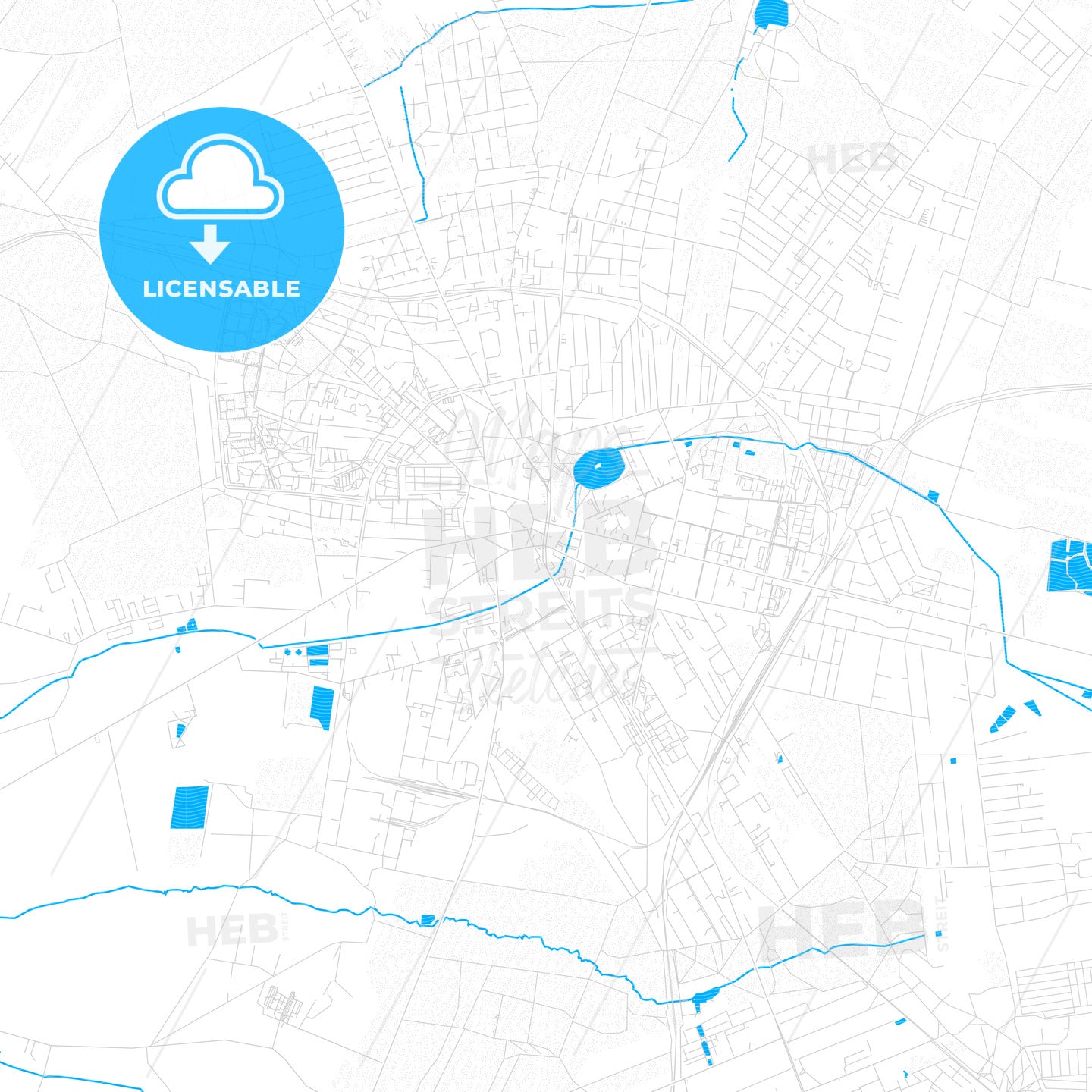 Zgierz, Poland PDF vector map with water in focus