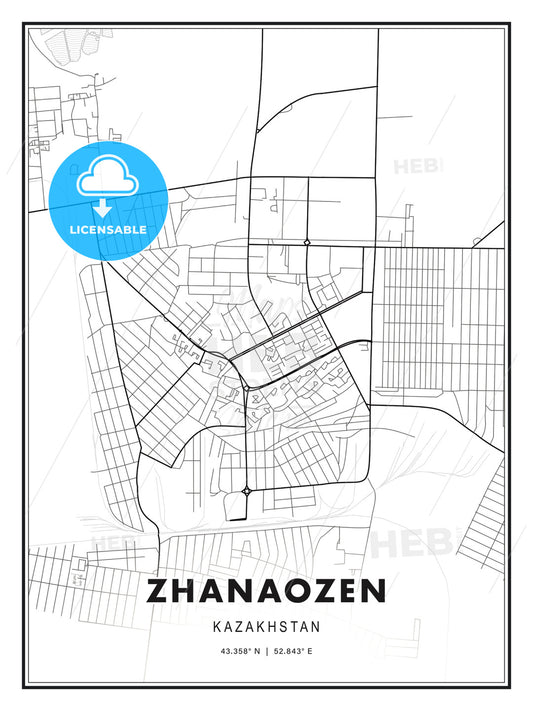 Zhanaozen, Kazakhstan, Modern Print Template in Various Formats - HEBSTREITS Sketches