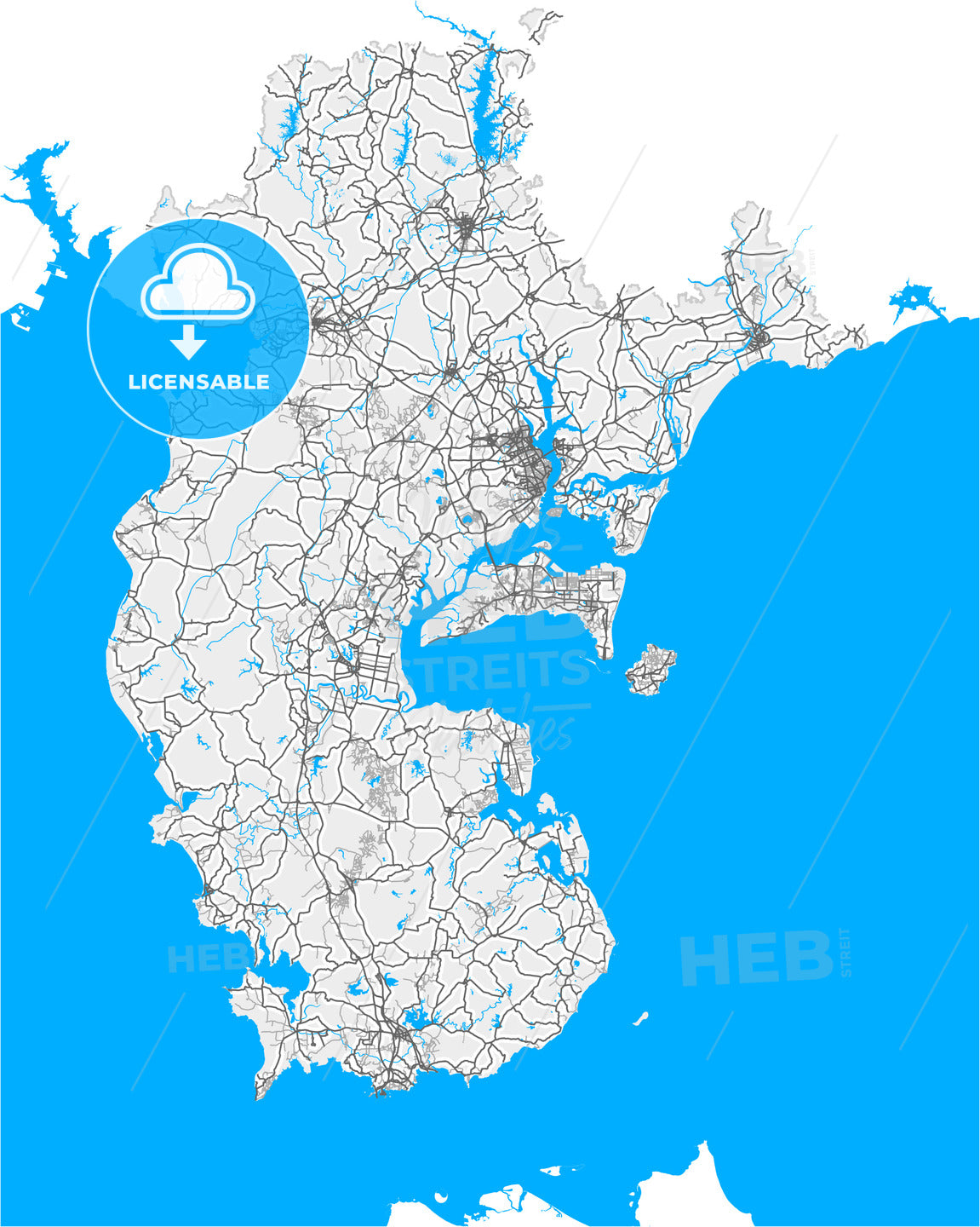 Zhanjiang, Guangdong, China, high quality vector map