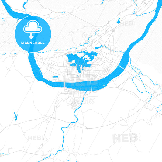 Zhaoqing, China PDF vector map with water in focus