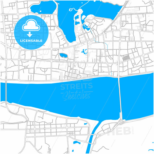 Zhaoqing, Guangdong, China, city map with high quality roads.