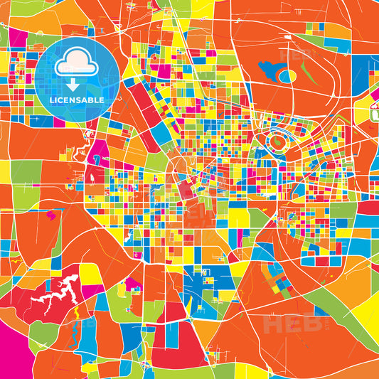 Zhengzhou, China, colorful vector map