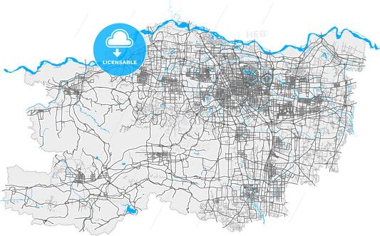 Zhengzhou, Henan, China, high quality vector map