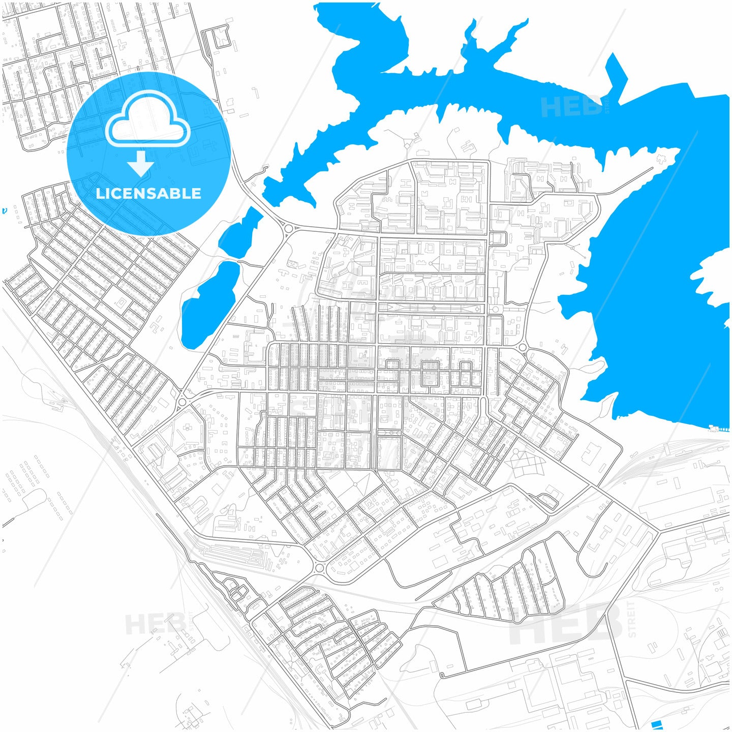 Zhezkazgan, Karagandy Province, Kazakhstan, city map with high quality roads.