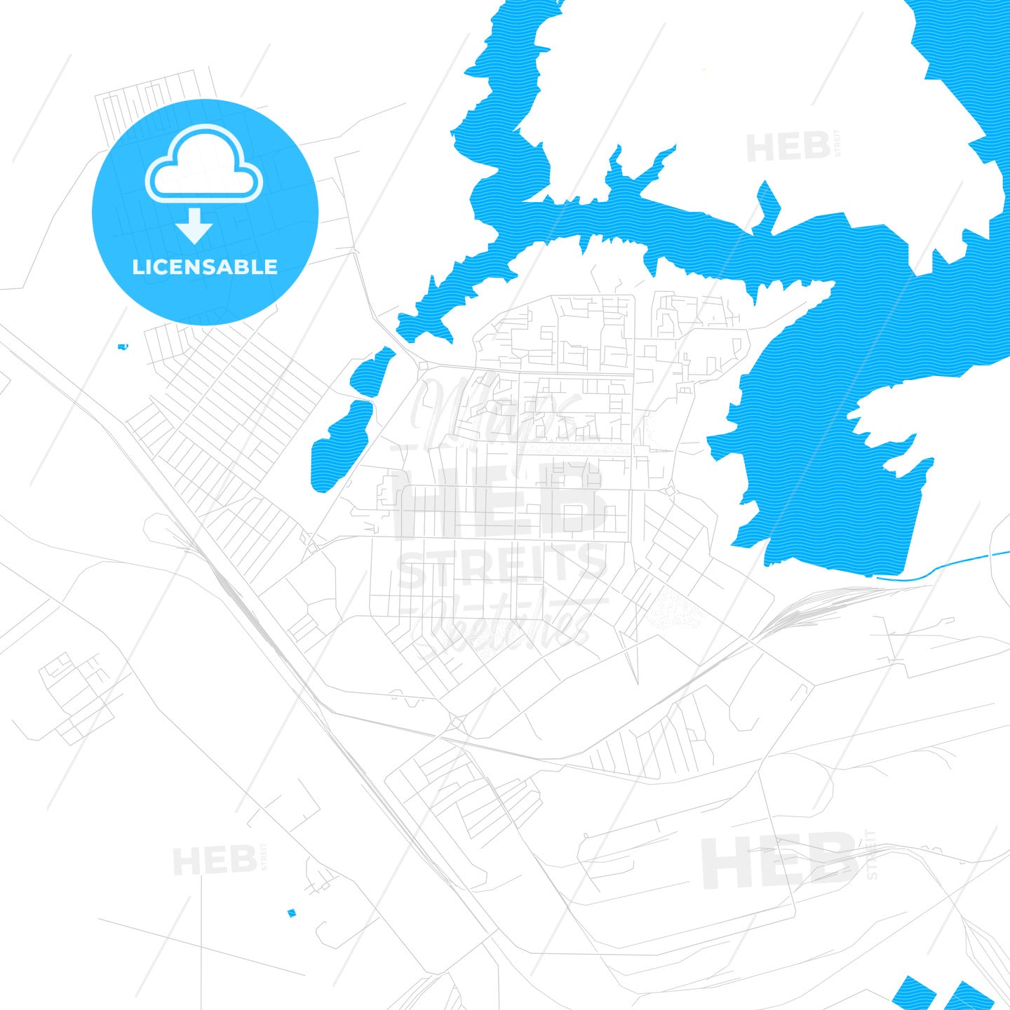 Zhezkazgan, Kazakhstan PDF vector map with water in focus