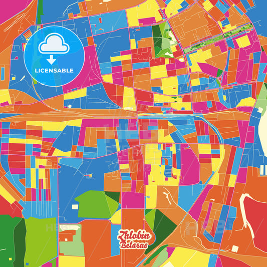Zhlobin, Belarus Crazy Colorful Street Map Poster Template - HEBSTREITS Sketches