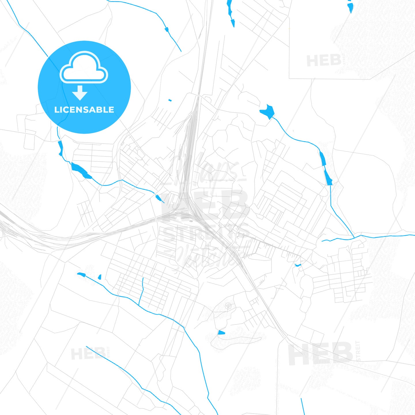 Zhmerynka, Ukraine PDF vector map with water in focus