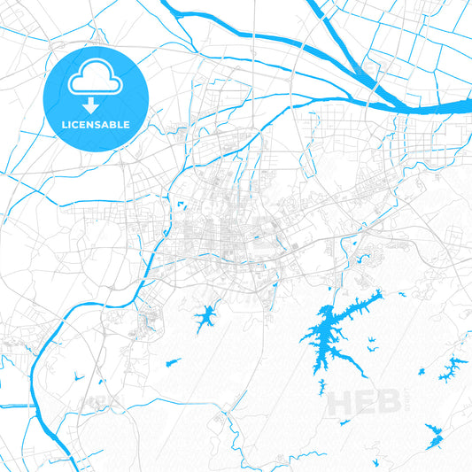 Zhongshan, China PDF vector map with water in focus