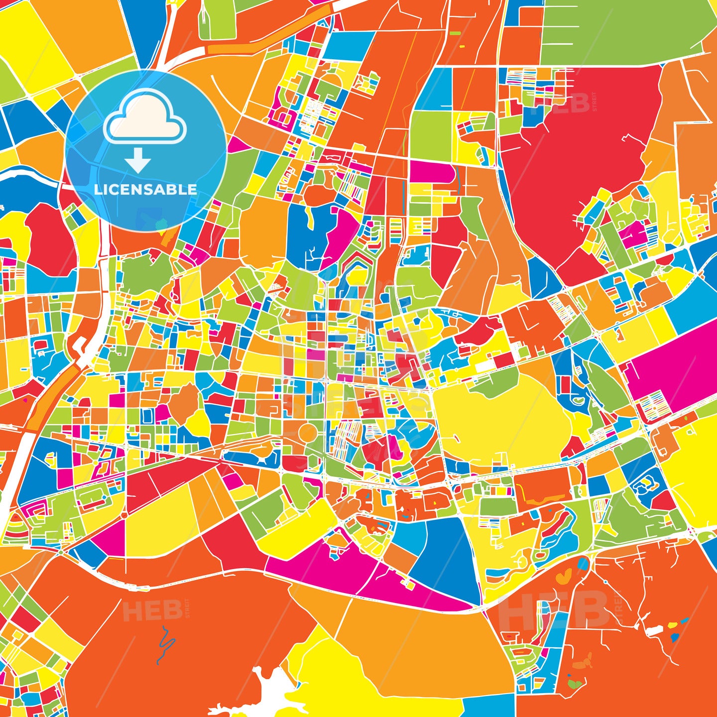 Zhongshan, China, colorful vector map