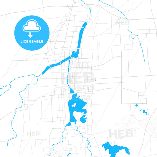 Zhucheng, China PDF vector map with water in focus