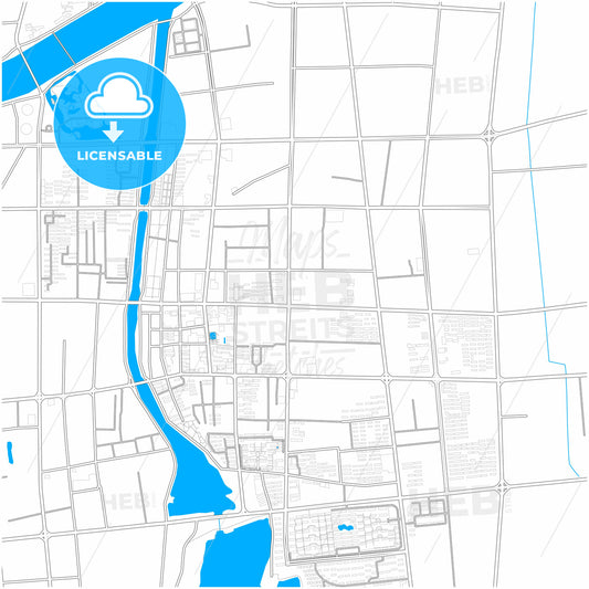 Zhucheng, Shandong, China, city map with high quality roads.