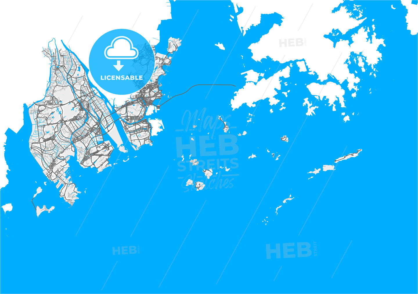 Zhuhai, Guangdong, China, high quality vector map