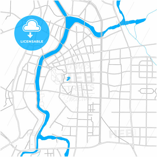 Zhuji, Zhejiang, China, city map with high quality roads.