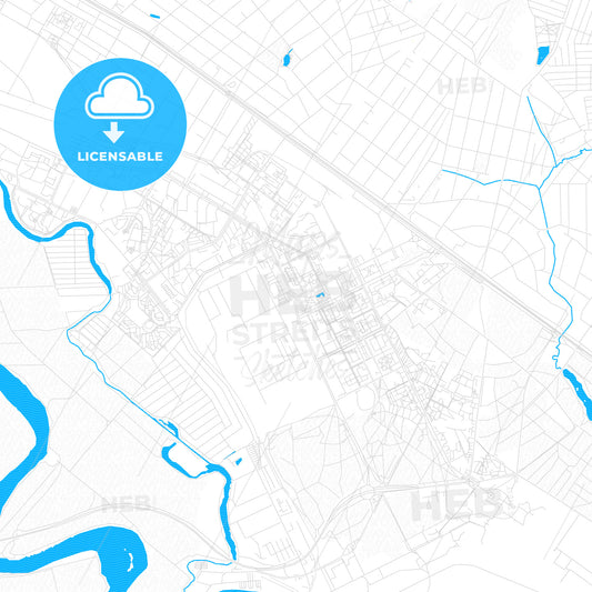 Zhukovsky, Russia PDF vector map with water in focus