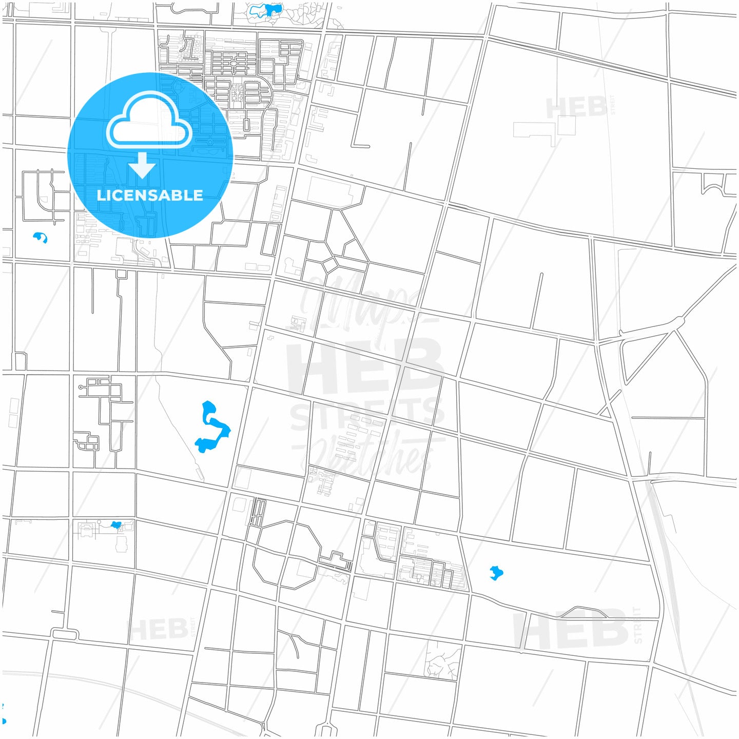 Zibo, Shandong, China, city map with high quality roads.