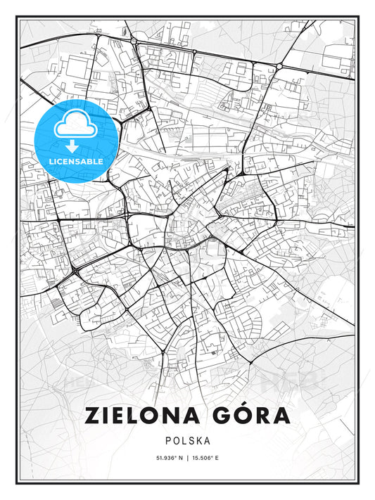 Zielona Góra, Poland, Modern Print Template in Various Formats - HEBSTREITS Sketches