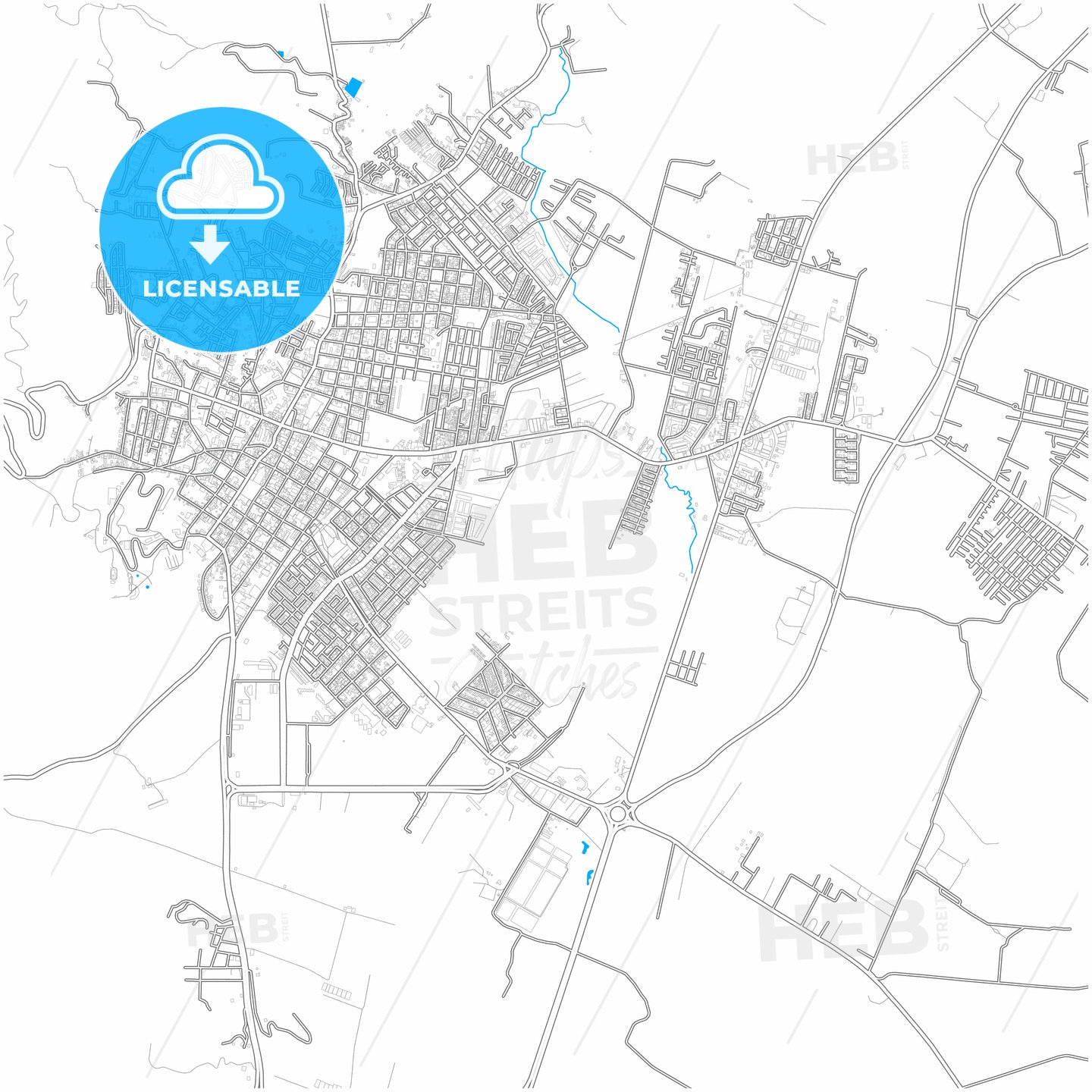 Zipaquira, Colombia, city map with high quality roads.