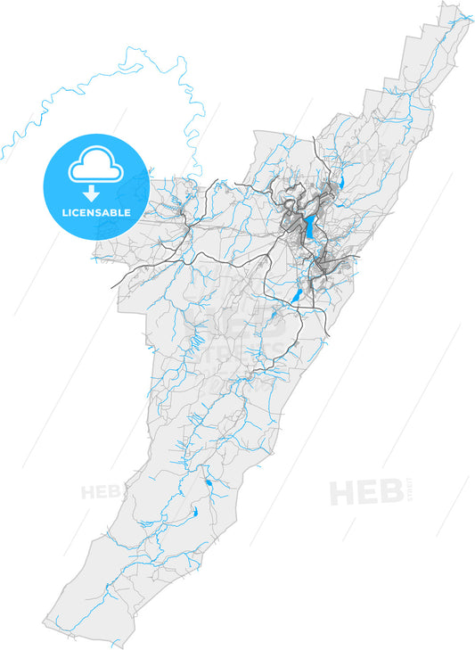 Zlatoust, Chelyabinsk Oblast, Russia, high quality vector map