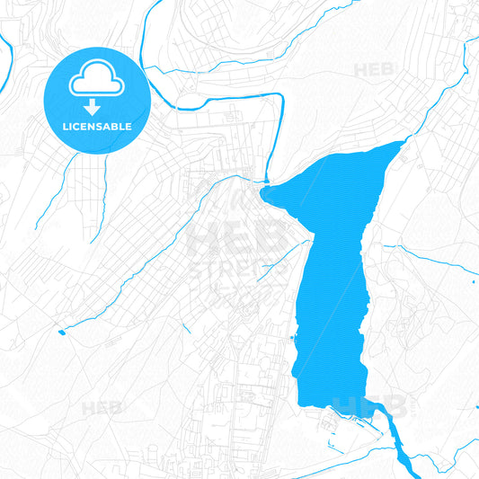 Zlatoust, Russia PDF vector map with water in focus