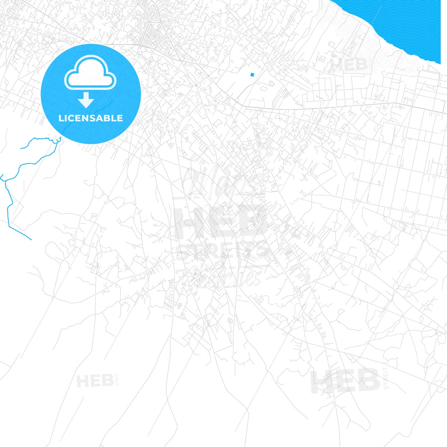 Zliten, Libya PDF vector map with water in focus