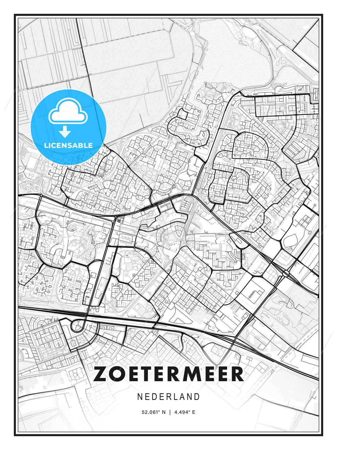 Zoetermeer, Netherlands, Modern Print Template in Various Formats - HEBSTREITS Sketches