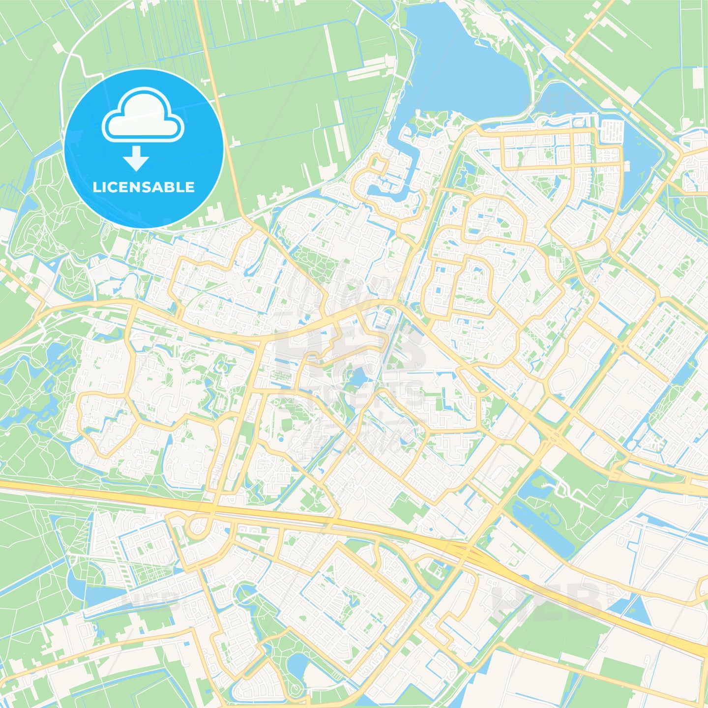 Zoetermeer, Netherlands Vector Map - Classic Colors