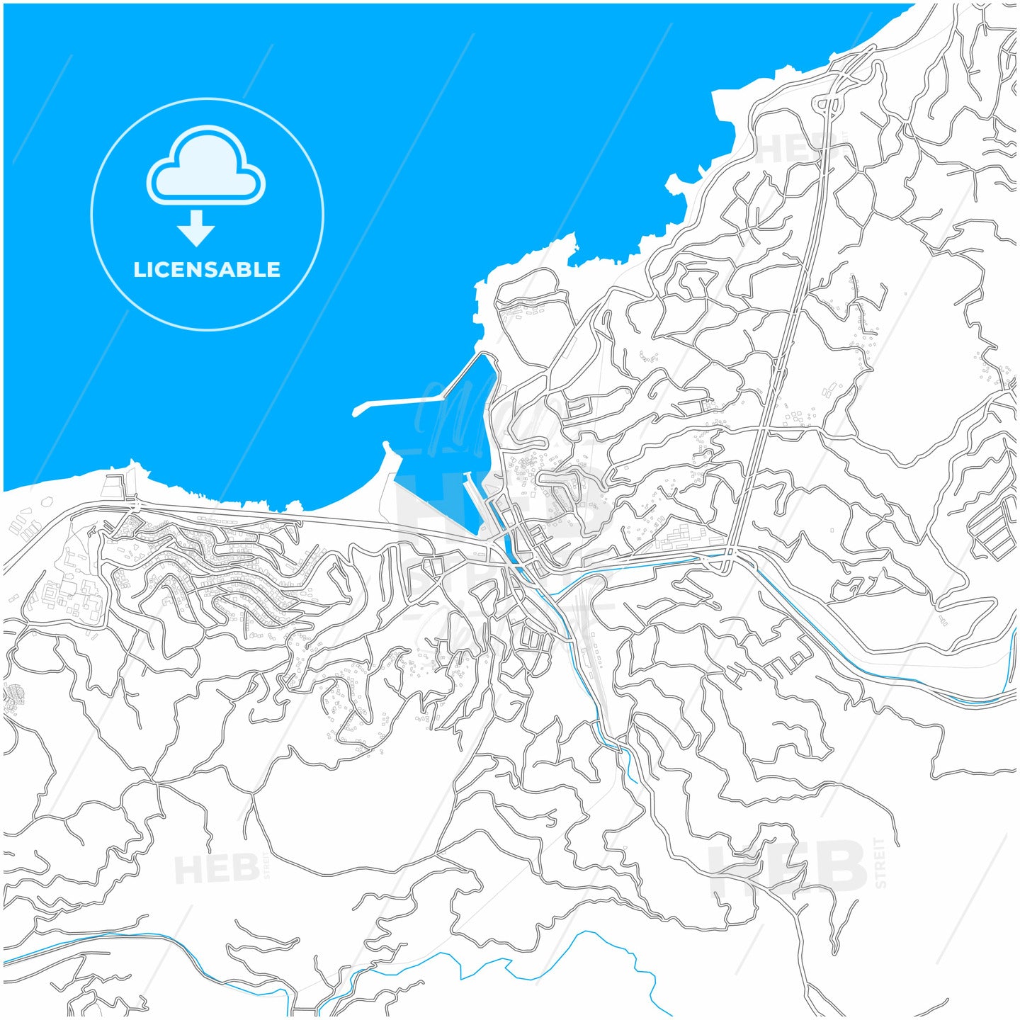 Zonguldak, Zonguldak, Turkey, city map with high quality roads.