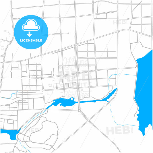 Zoucheng, Shandong, China, city map with high quality roads.