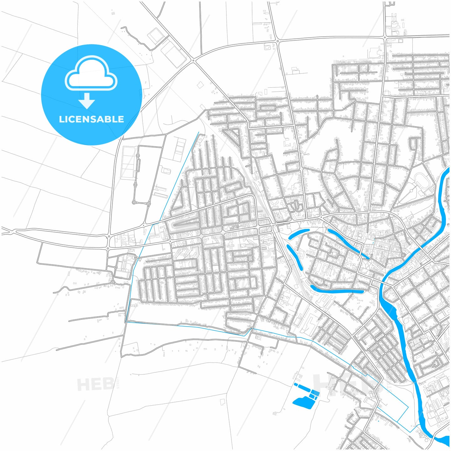 Zrenjanin, Central Banat, Serbia, city map with high quality roads.