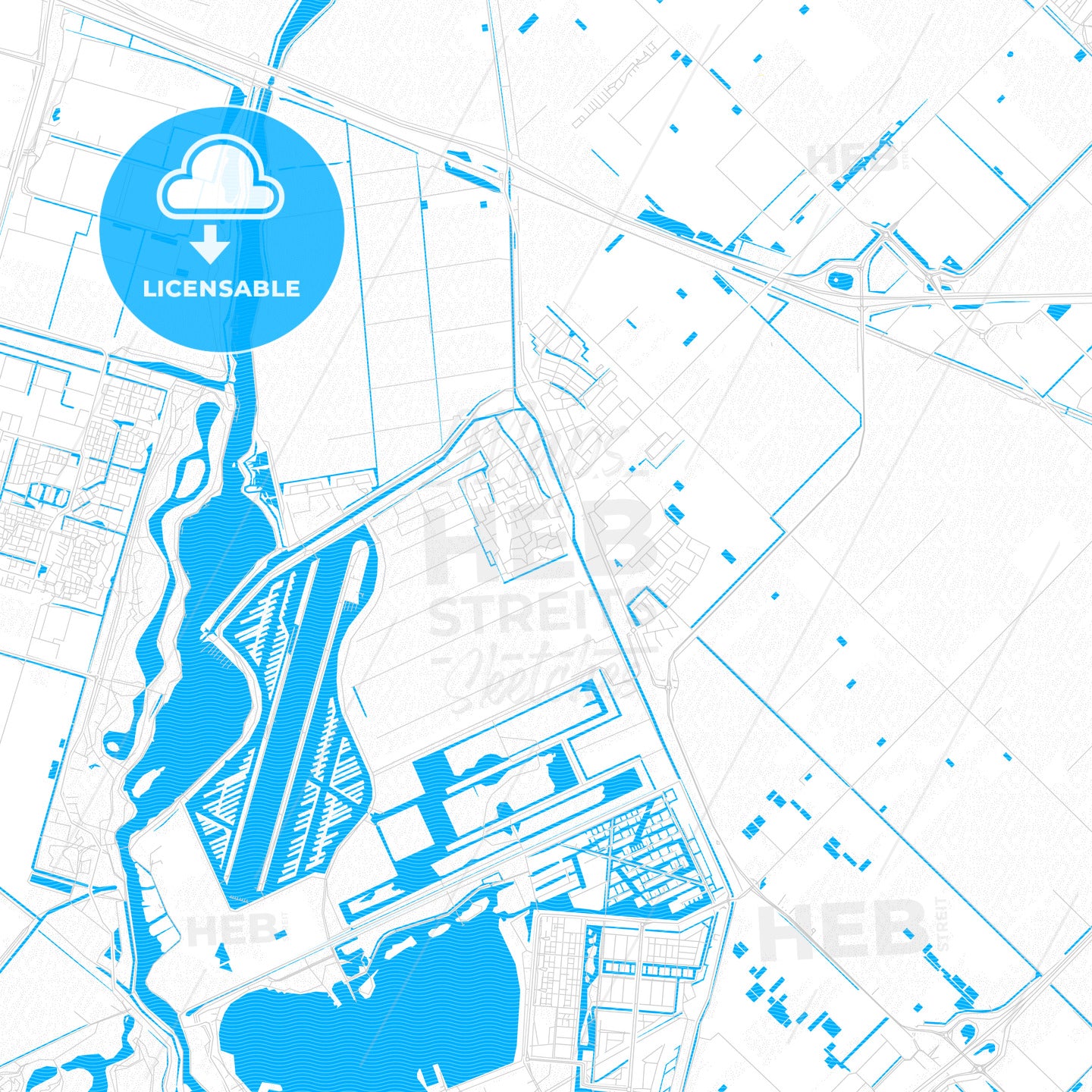 Zuidplas, Netherlands PDF vector map with water in focus
