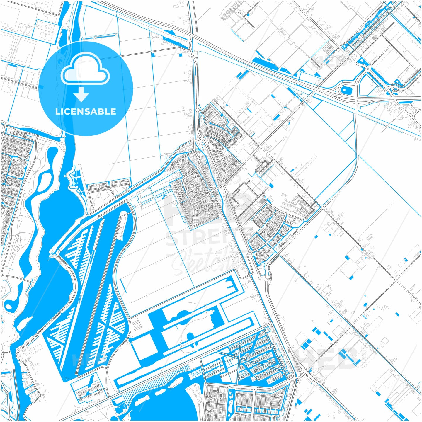 Zuidplas, South Holland, Netherlands, city map with high quality roads.