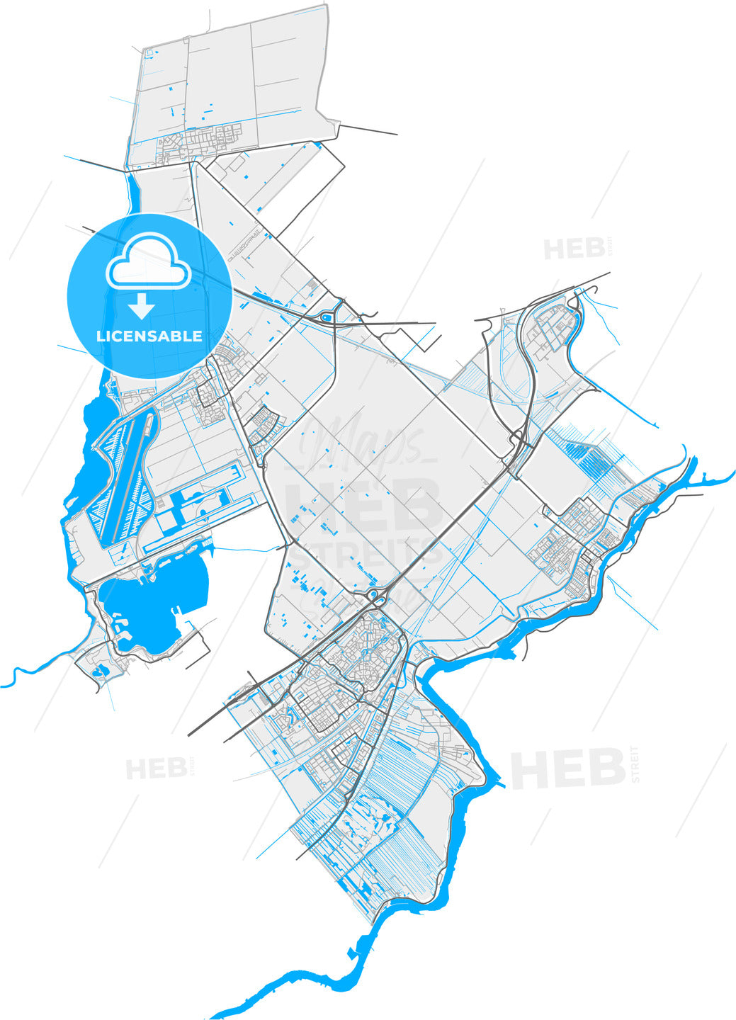 Zuidplas, South Holland, Netherlands, high quality vector map