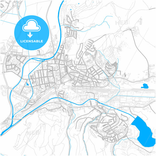 Zvolen, Banská Bystrica Region, Slovakia, city map with high quality roads.