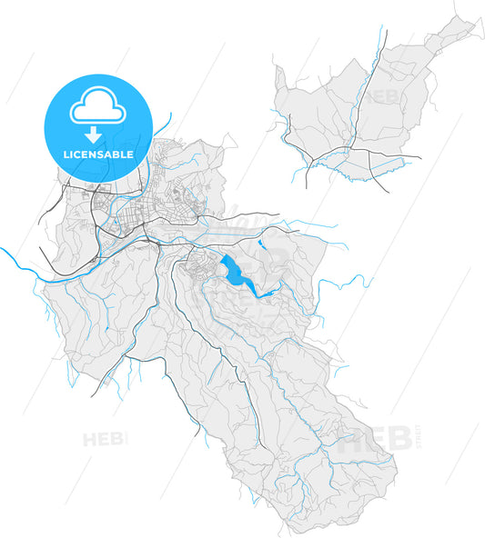Zvolen, Banská Bystrica Region, Slovakia, high quality vector map
