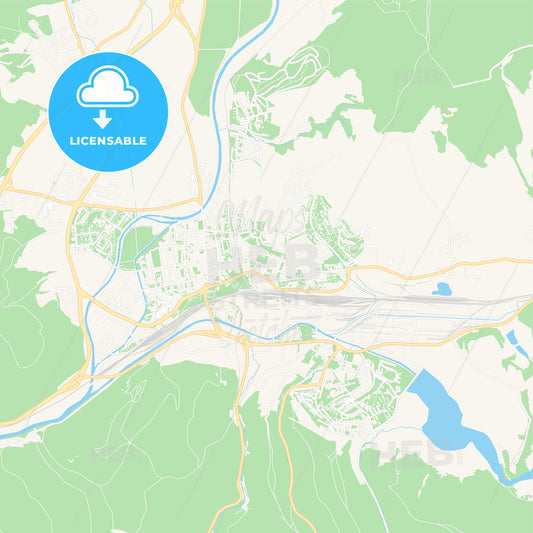 Zvolen, Slovakia Vector Map - Classic Colors