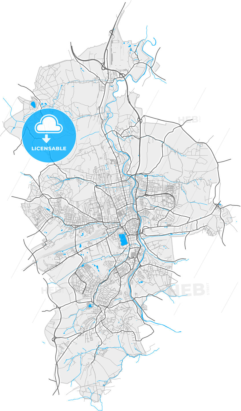 Zwickau, Saxony, Germany, high quality vector map