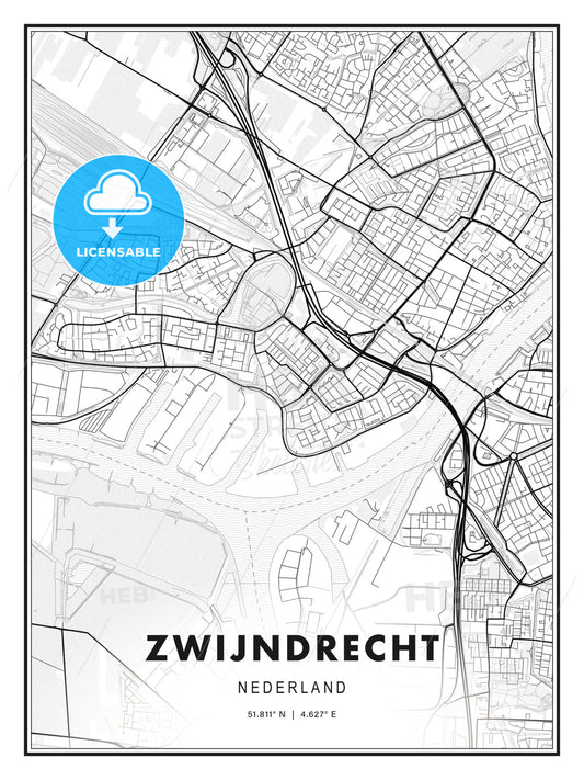 Zwijndrecht, Netherlands, Modern Print Template in Various Formats - HEBSTREITS Sketches