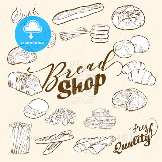 bread icons with typography – instant download