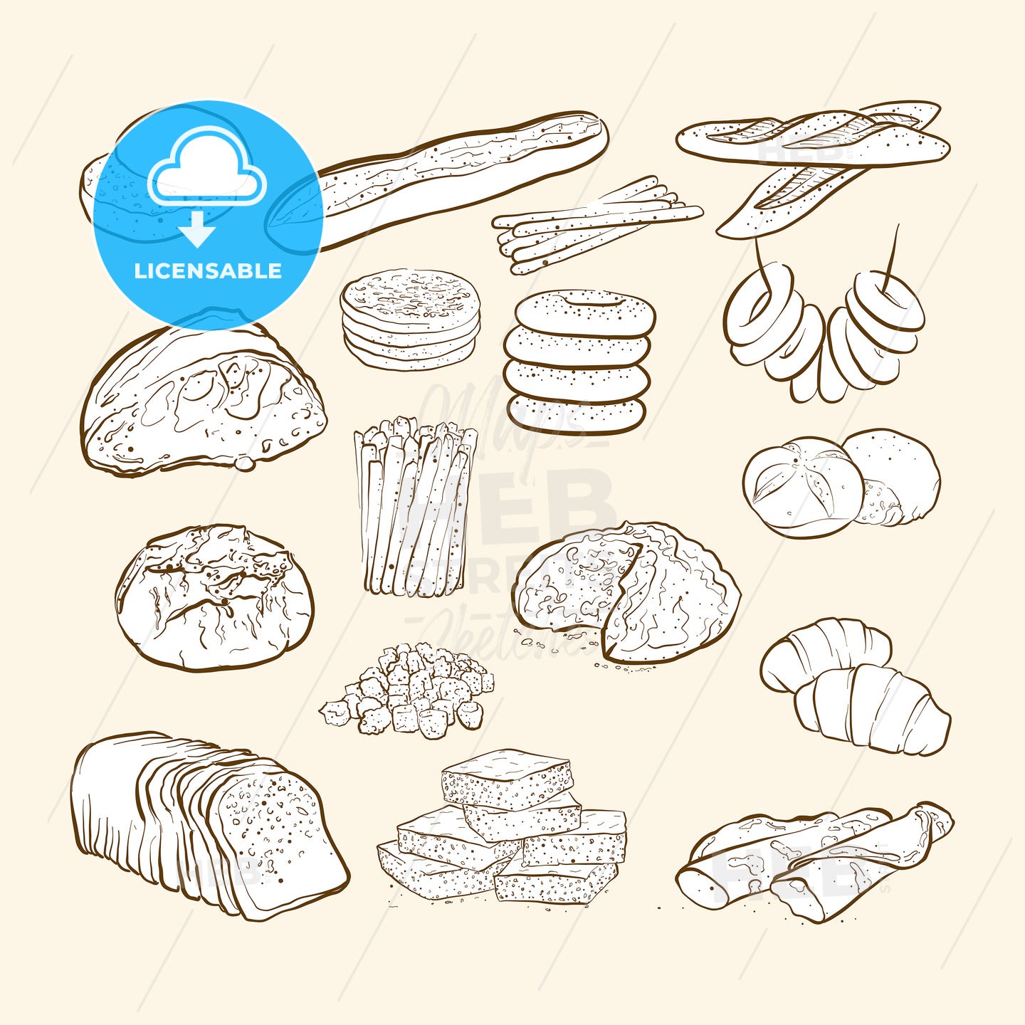 breads and bakery icons – instant download