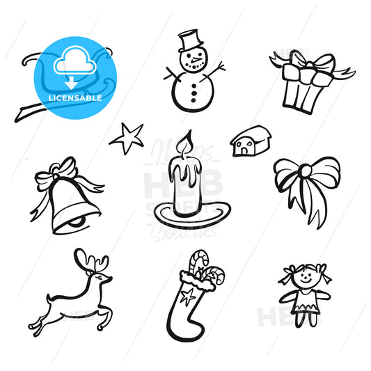 christmas icons drawings – instant download